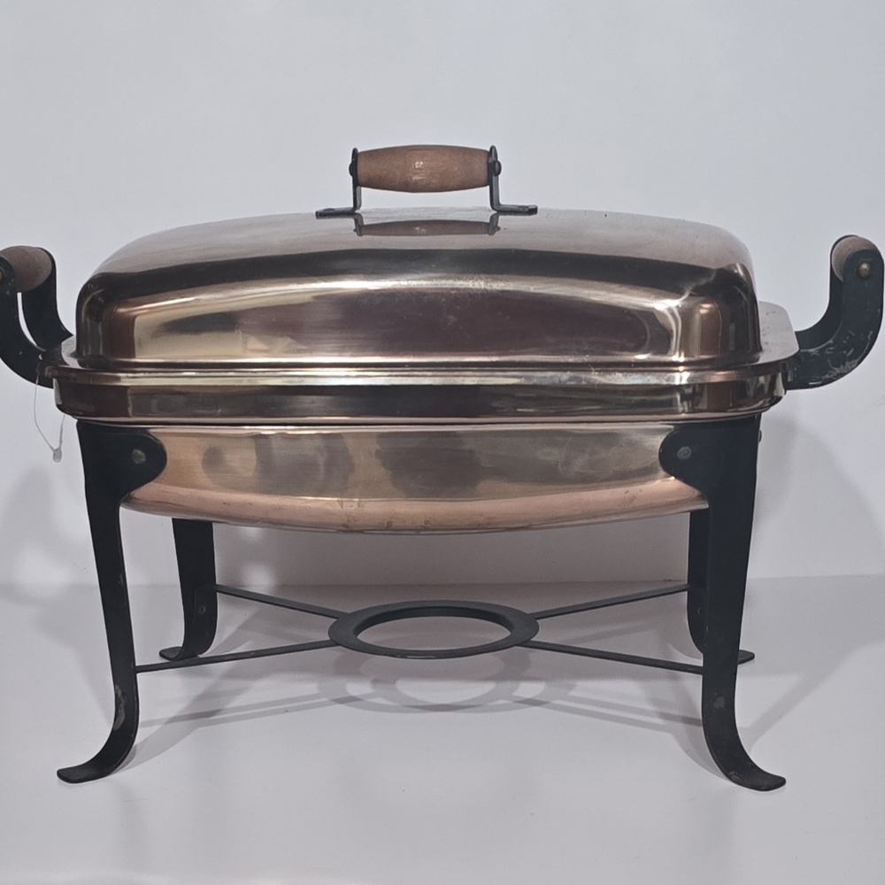 Vintage Copper Chafing Dish with Stand